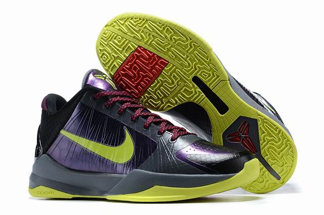Nike Kobe 5 Men's Basketball Shoes Purple Grey Green-04